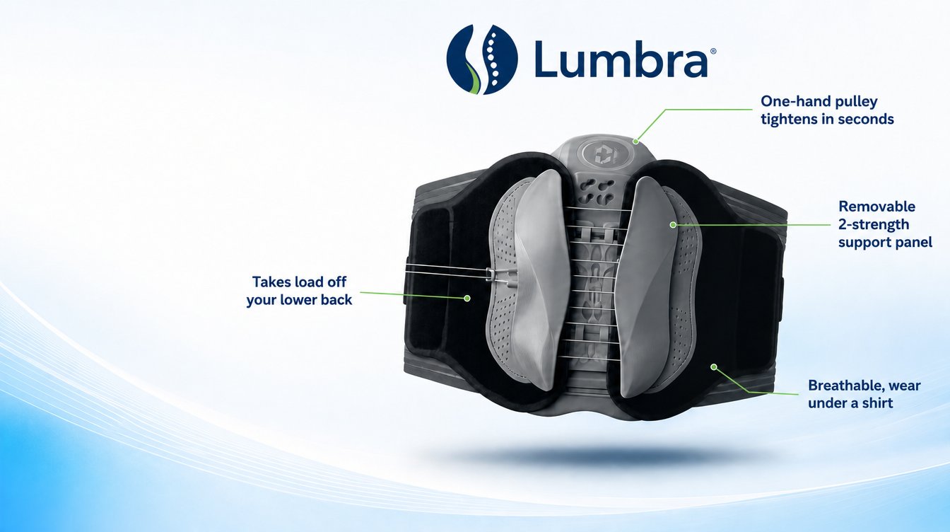 Lumbra Back Support Belt worn under a shirt